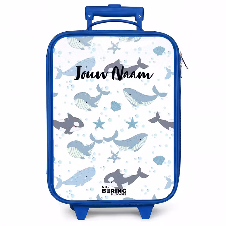 Kinderkoffer - Blauw - Walvissen patroon met schelpen blauw — 1
