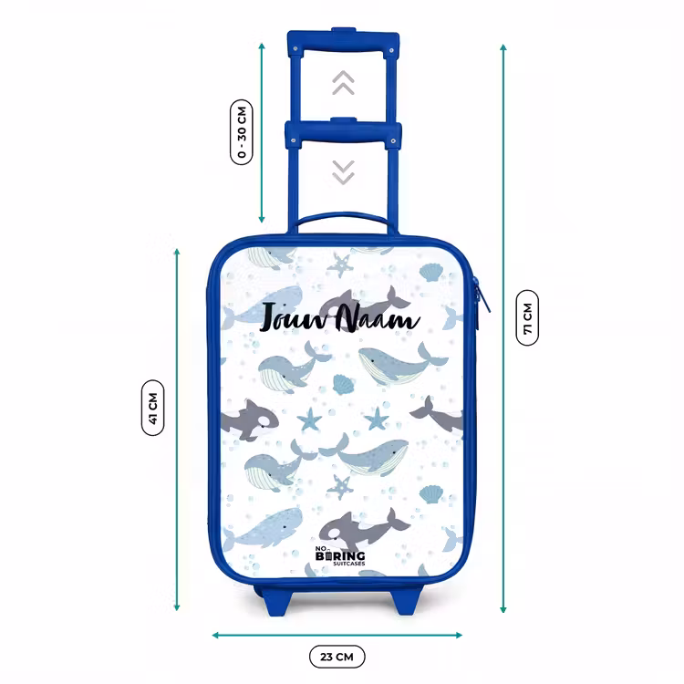 Kinderkoffer - Blauw - Walvissen patroon met schelpen blauw — 6