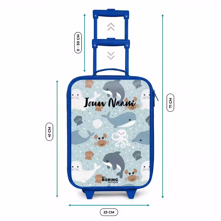 Kinderkoffer - Blauw - Zee dieren patroon kleurrijk — 6