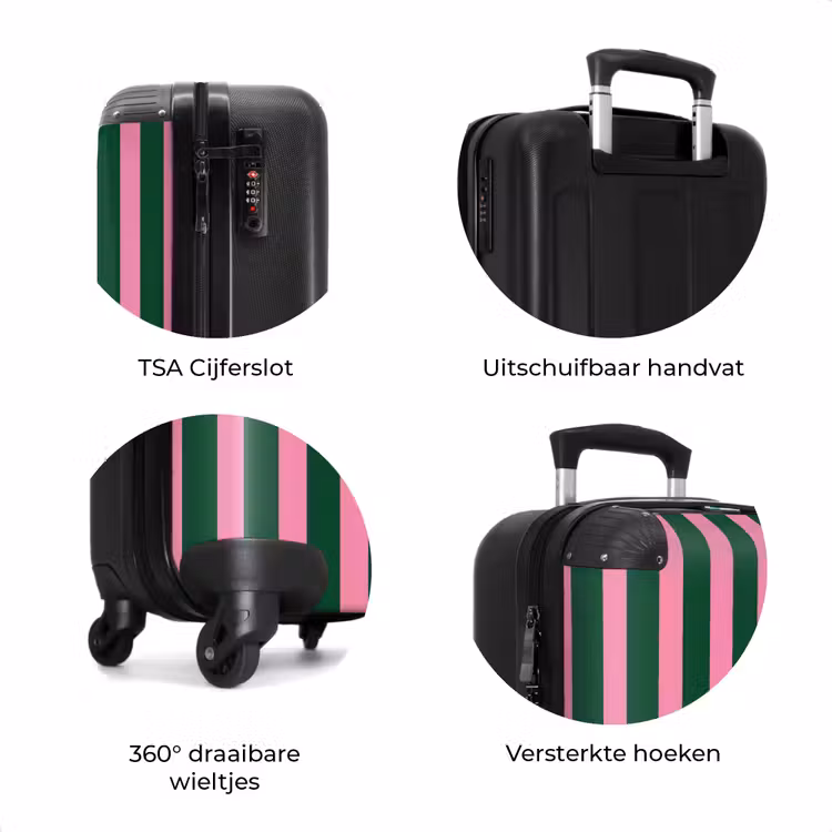 Koffer - Verticale strepen - Groen - Roze — 7