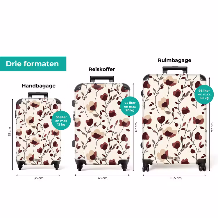 Koffer - Bloemen - Botanisch - Bordeaux — 8
