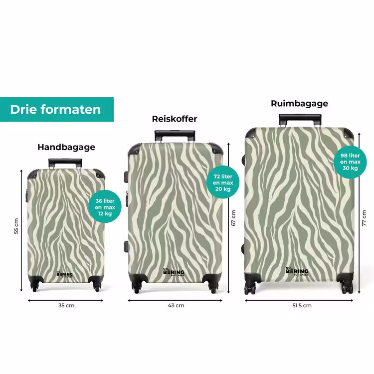 Koffer - Zebra - Motief - Groen — 8