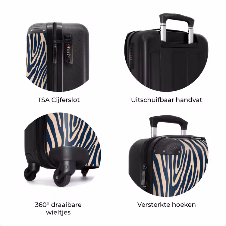 Koffer - Zebra - Patroon - Blauw - Beige — 7