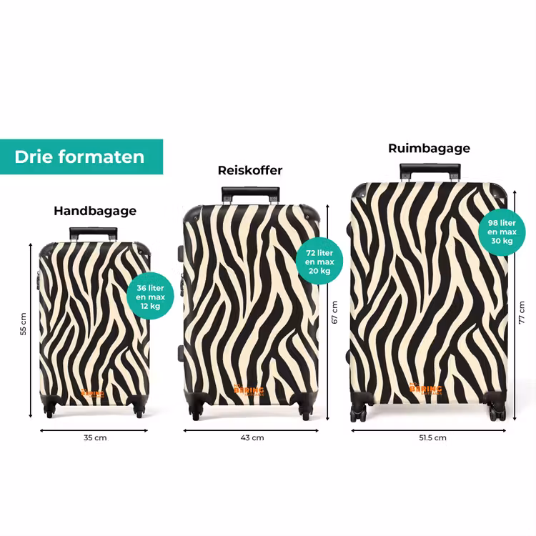 Koffer - Zebra - Print - Klassiek - Zwart — 8
