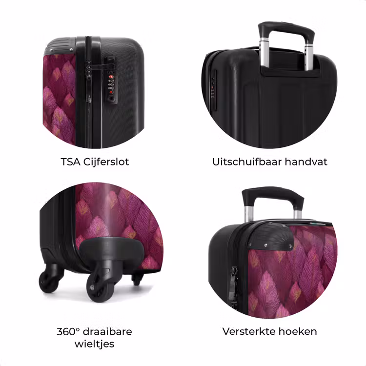 Koffer - Bladeren - Patroon - Burgundy — 7