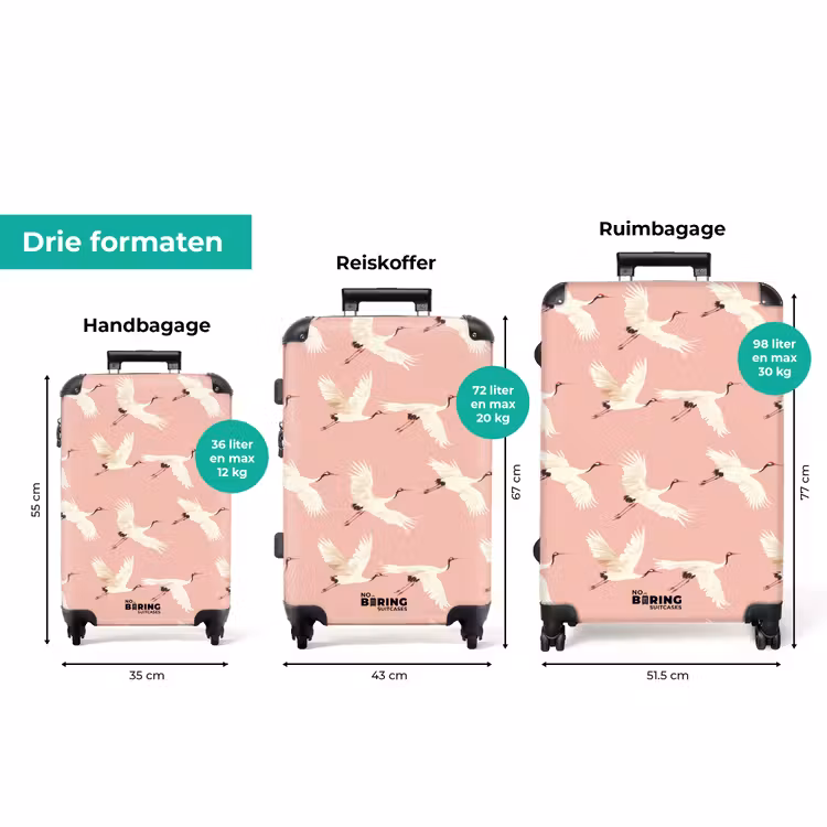 Koffer - Modern - Kraanvogels - Roze — 8