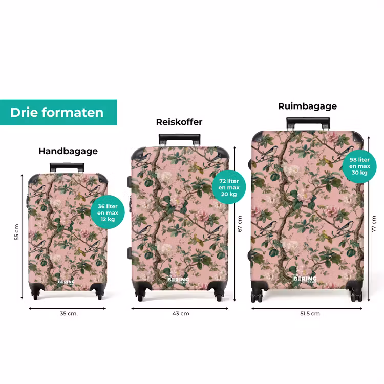 Koffer - Pioenrozen - Botanisch - Vogel — 8