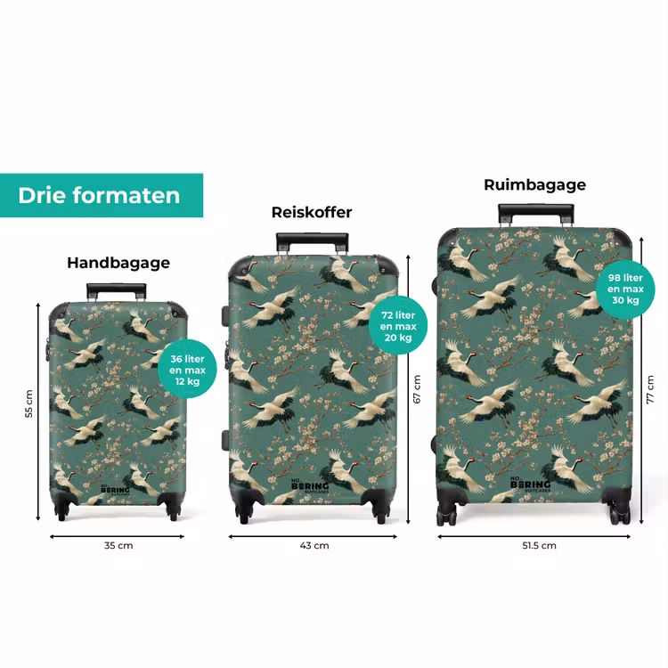 Koffer - Kersenbloesem - Kraamvogels - Groen — 8