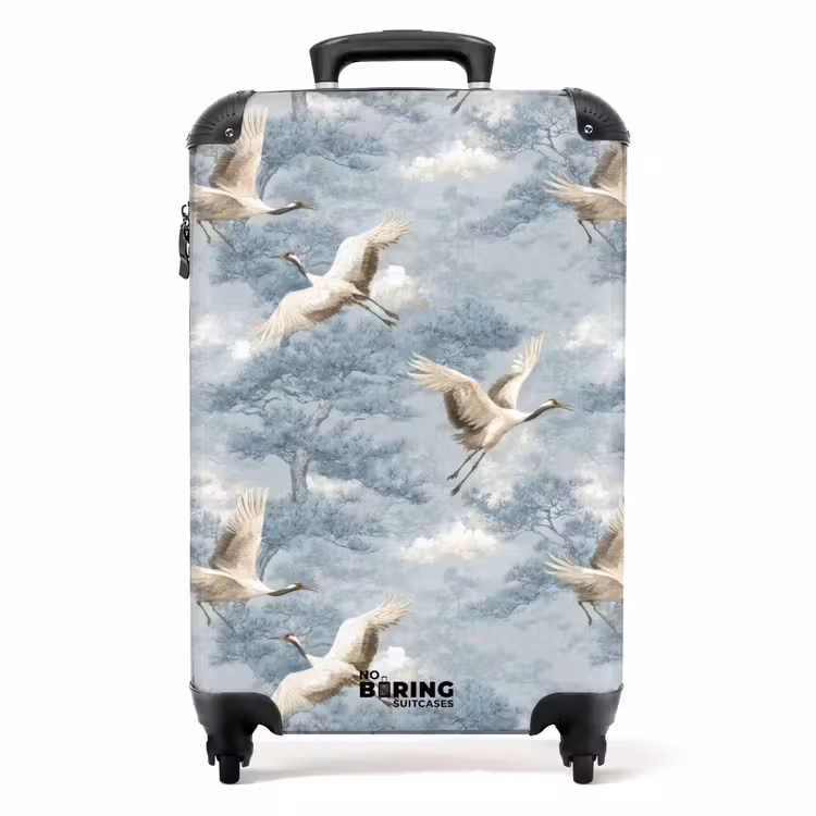 Koffer - Wolken - Kraanvogels - Blauw — 1