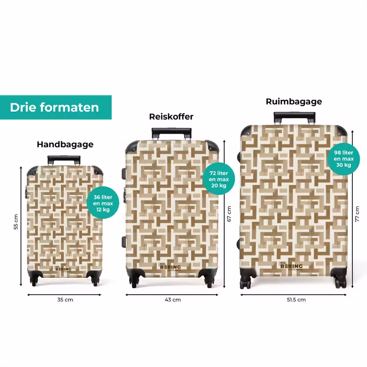 Koffer - Geometrisch - Retro - Bruin — 8