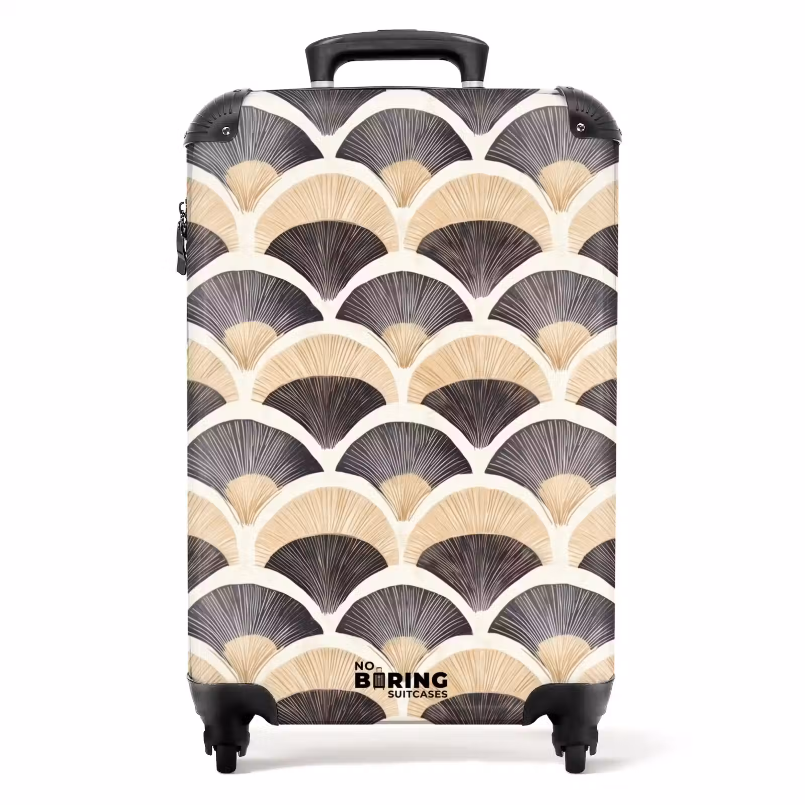 Koffer - Waaier - Patroon - Zwart - Beige — 1