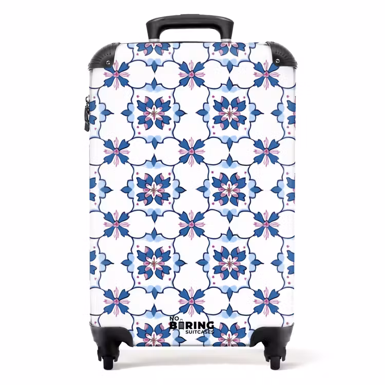Koffer - Modern - Patroon - Blauw - Roze — 1