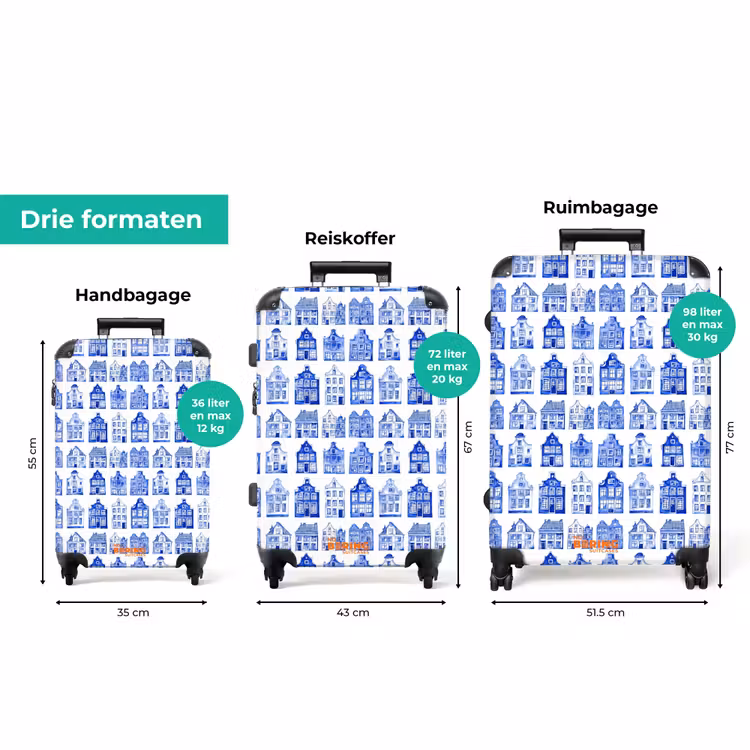 Koffer - Patroon - Huizen - Blauw — 8