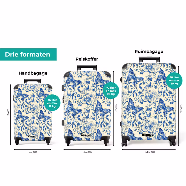 Koffer - Vlinders - Bloemen - Blauw - Botanisch — 8