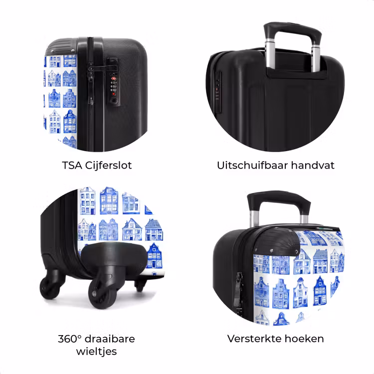 Koffer - Patroon - Huizen - Blauw — 7