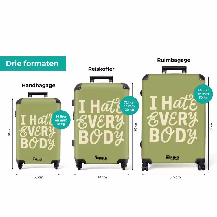 Koffer - I hate everybody - Groen - Retro — 8