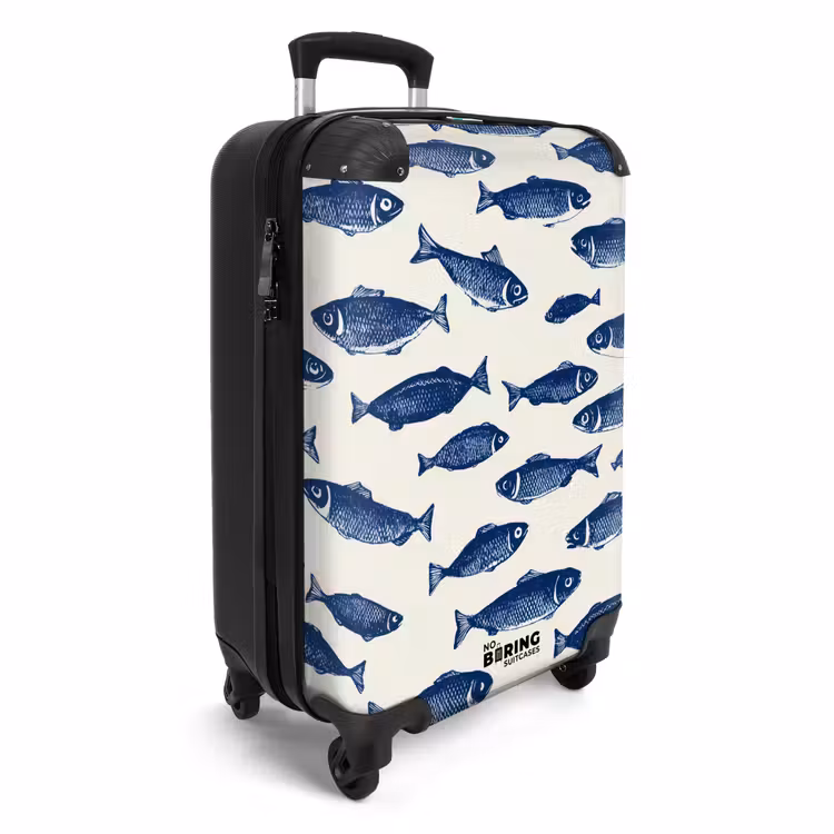 Koffer - Vissen - Patroon - Blauw - Wit — 2
