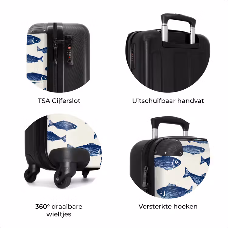 Koffer - Vissen - Patroon - Blauw - Wit — 7