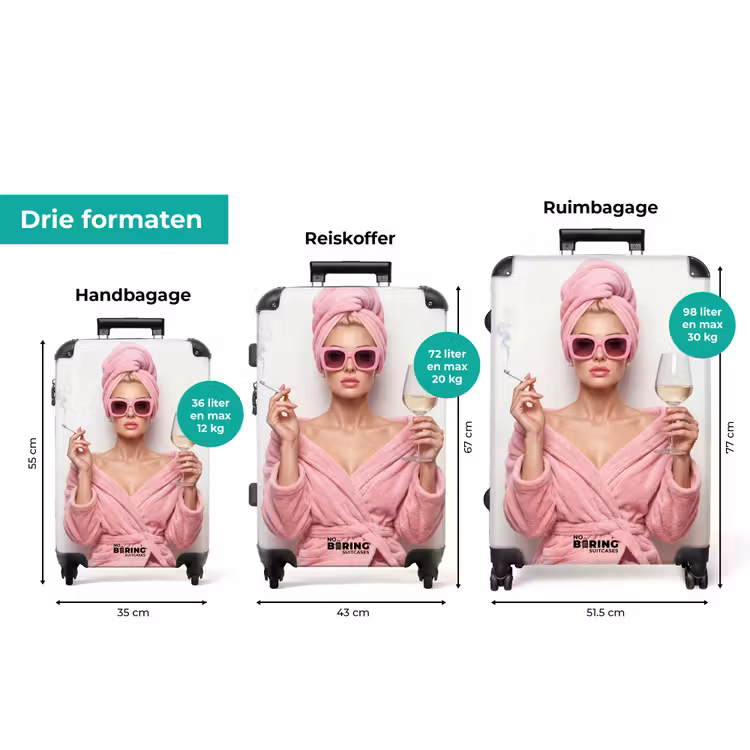 Koffer - Vrouw - Roze - Wijn - Zonnebril — 8