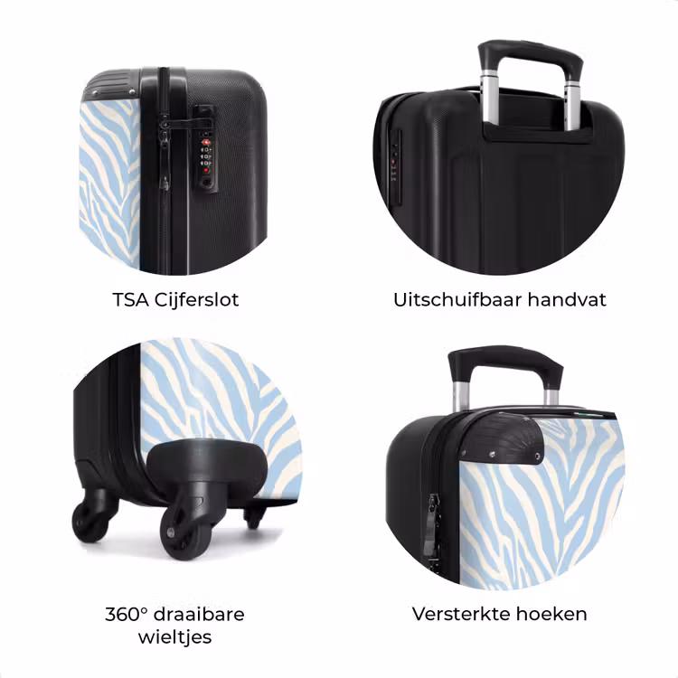 Koffer - Zebra - Motief - Blauw - Wit — 7