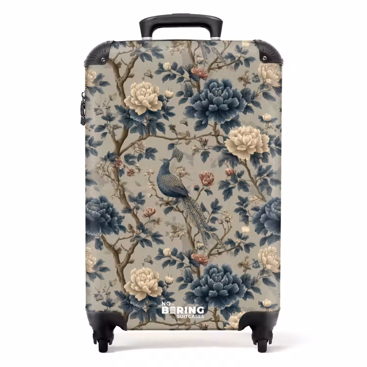 Koffer - Pauw - Bloemen - Blauw — 1