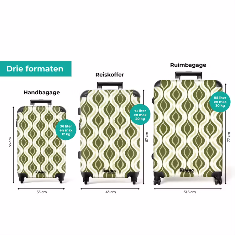 Koffer - Patroon - Retro - Groen — 8
