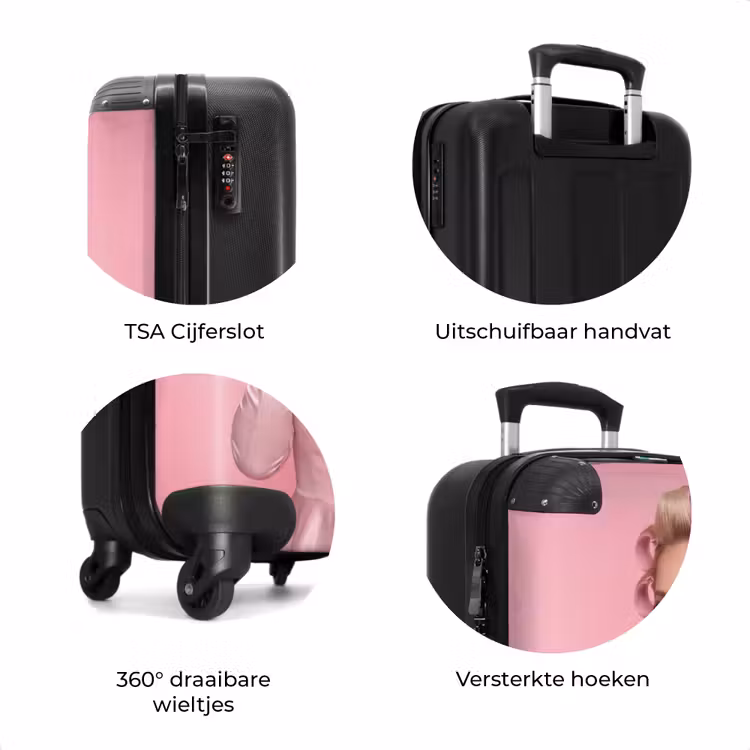 Koffer - Vrouw - Roze - Parelketting - Krulspelden — 7