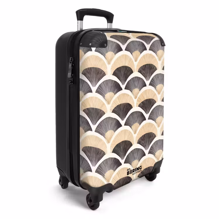 Koffer - Waaier - Patroon - Zwart - Beige — 2