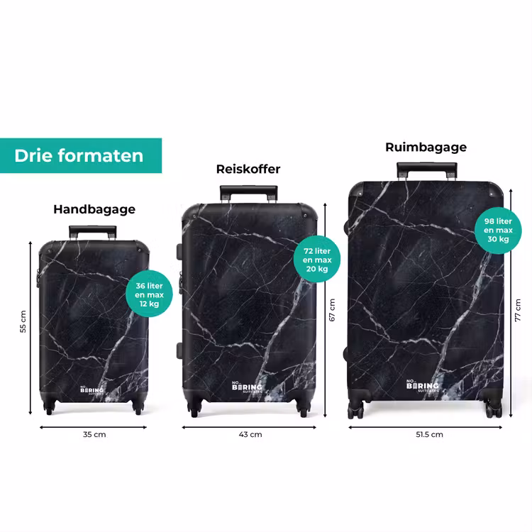 Koffer - Marmer - Patroon - Modern - Zwart - Wit — 3