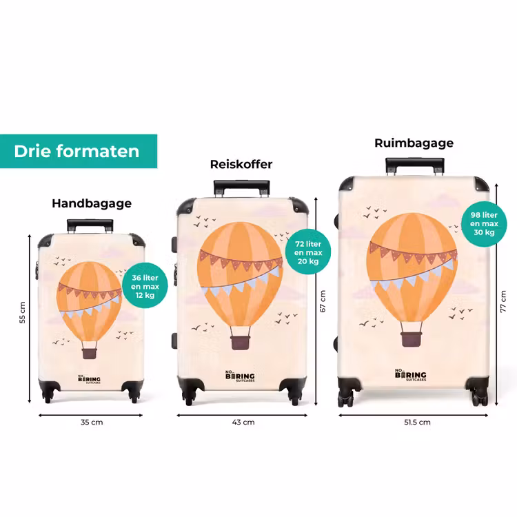 Koffer - Luchtballon - Slingers - Avontuur - Illustratie - Oranje — 3