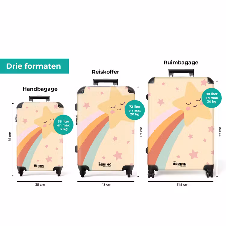 Koffer - Ster - Regenboog - Nacht - Illustratie - Pastel — 3
