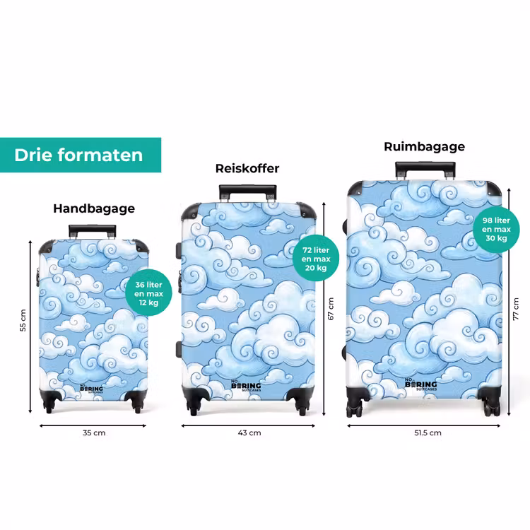 Koffer - Wolken - Patroon - Hemel - Illustratie - Wit — 3
