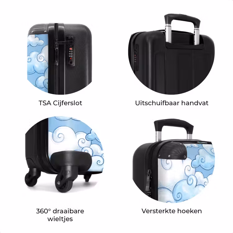 Koffer - Wolken - Patroon - Hemel - Illustratie - Wit — 5