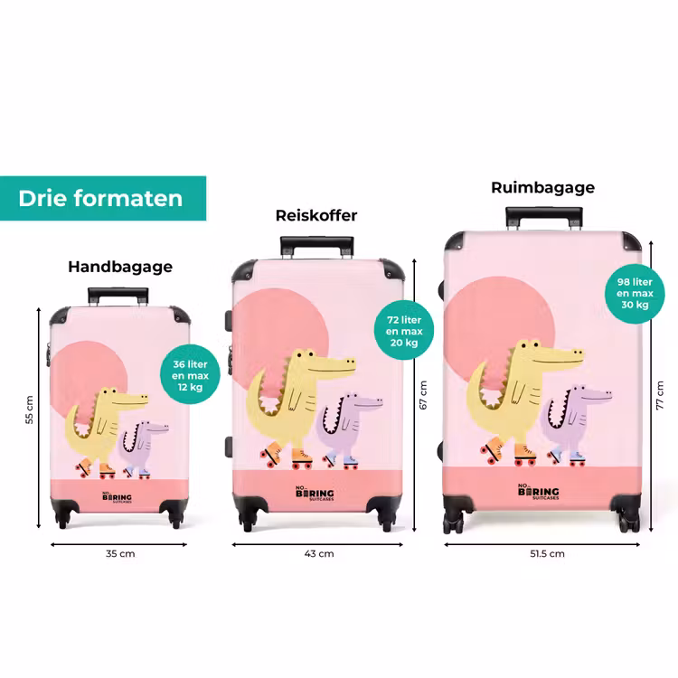 Koffer - Dieren - Skaten - Illustratie - Speels - Roze — 3