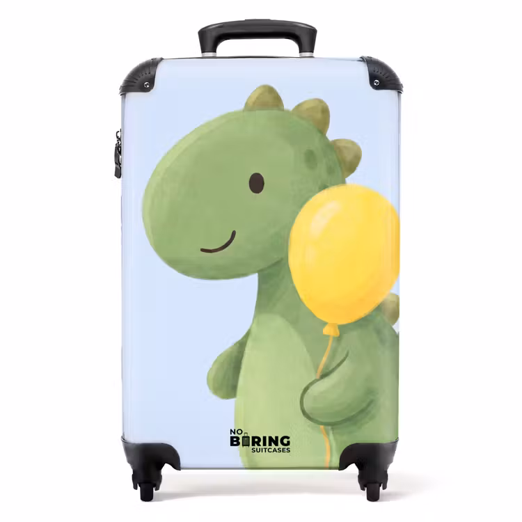 Koffer - Dinosaurus - Ballon - Kinderkamer - Illustratie - Groen — 1