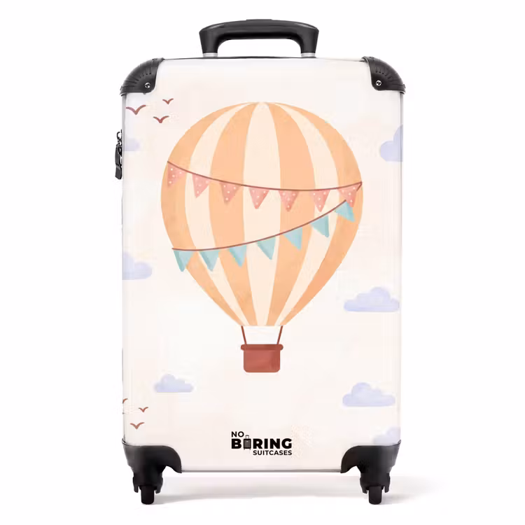 Koffer - Luchtballon - Wolken - Illustratie - Zacht - Kinderkamer — 1