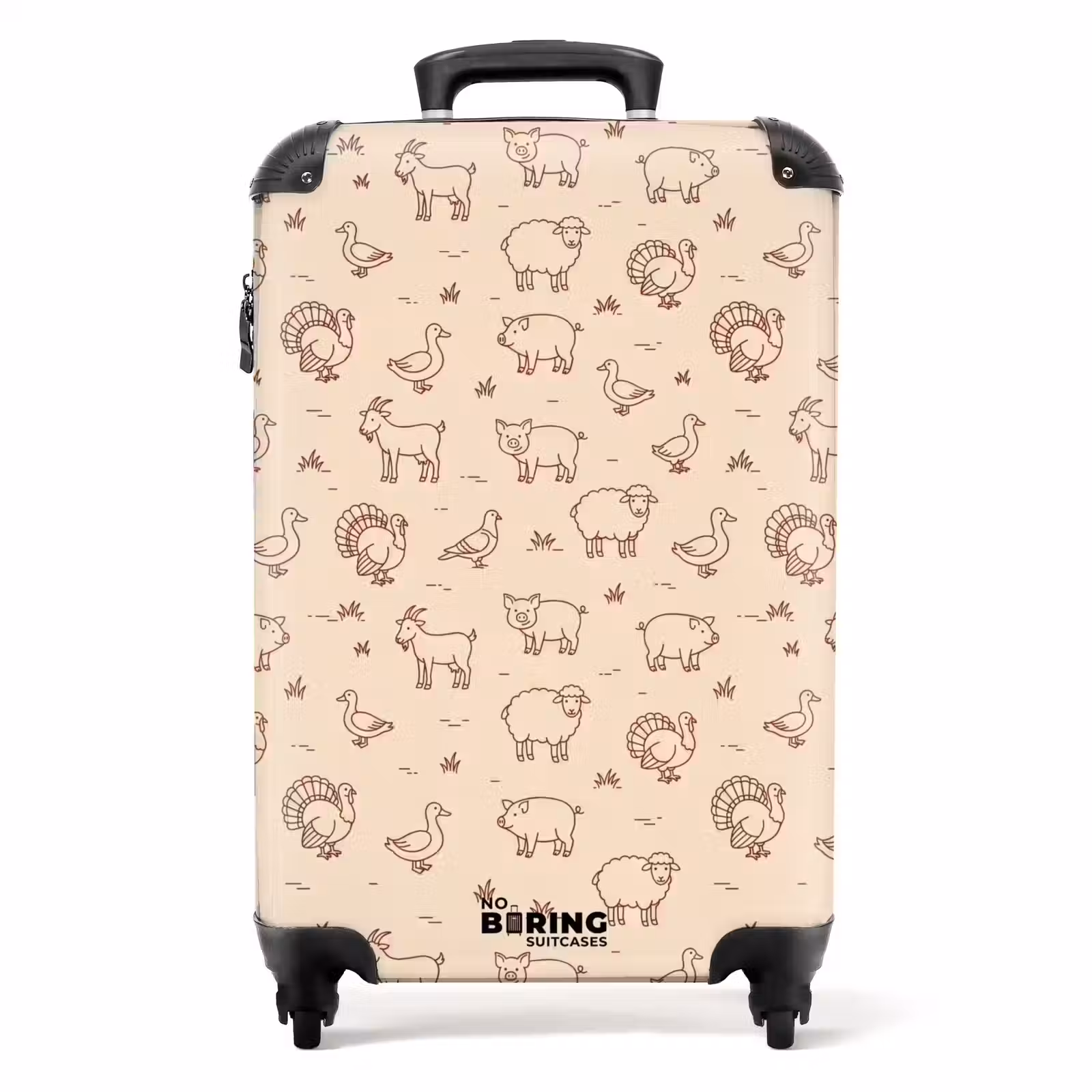 Koffer - Dieren - Patroon - Boerderij - Minimalistisch - Beige — 1