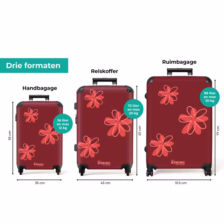 Koffer - Bloemen - Rood - Patroon — 3