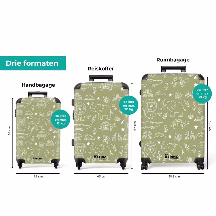 Koffer - Dieren - Patroon - Illustratie - Natuur - Groen — 3