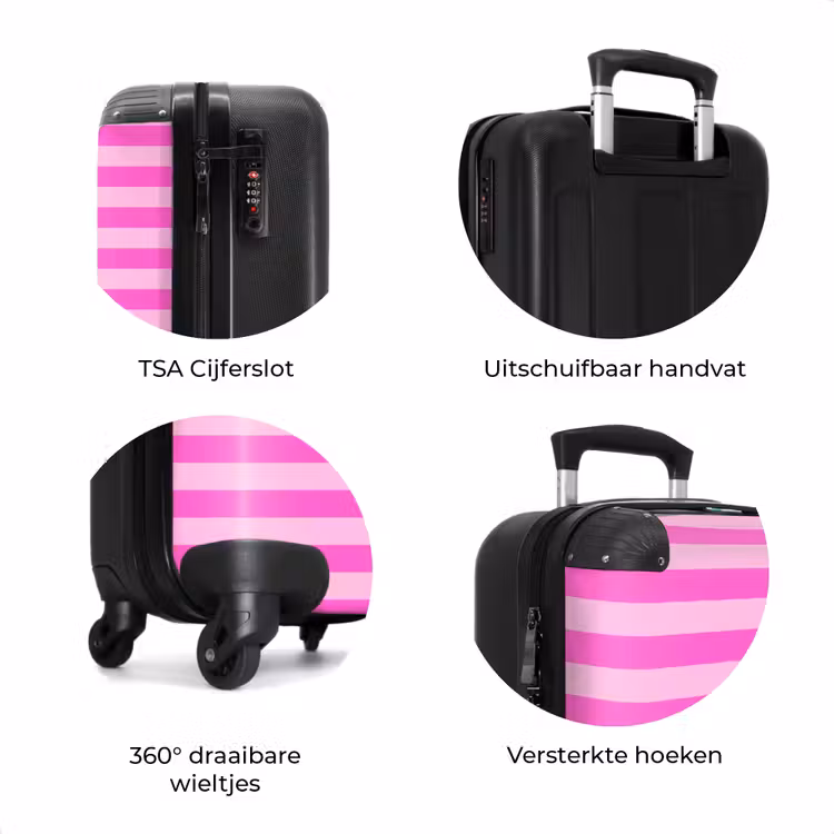 Koffer - Roze - Horizontale strepen - Patroon — 6