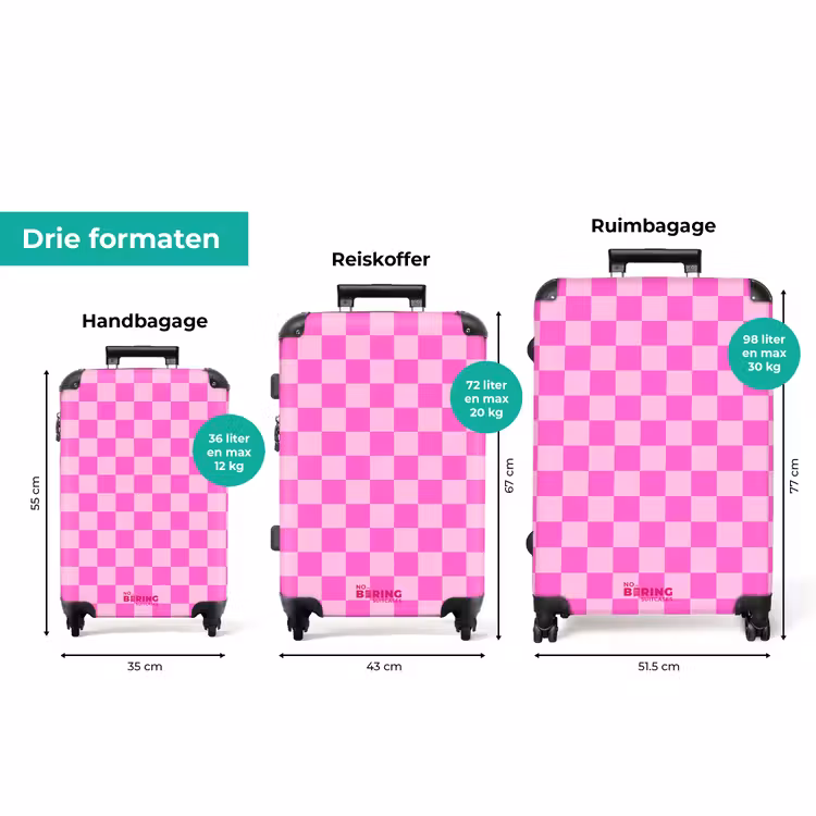 Koffer - Schaakbordpatroon - Roze - Patroon — 3