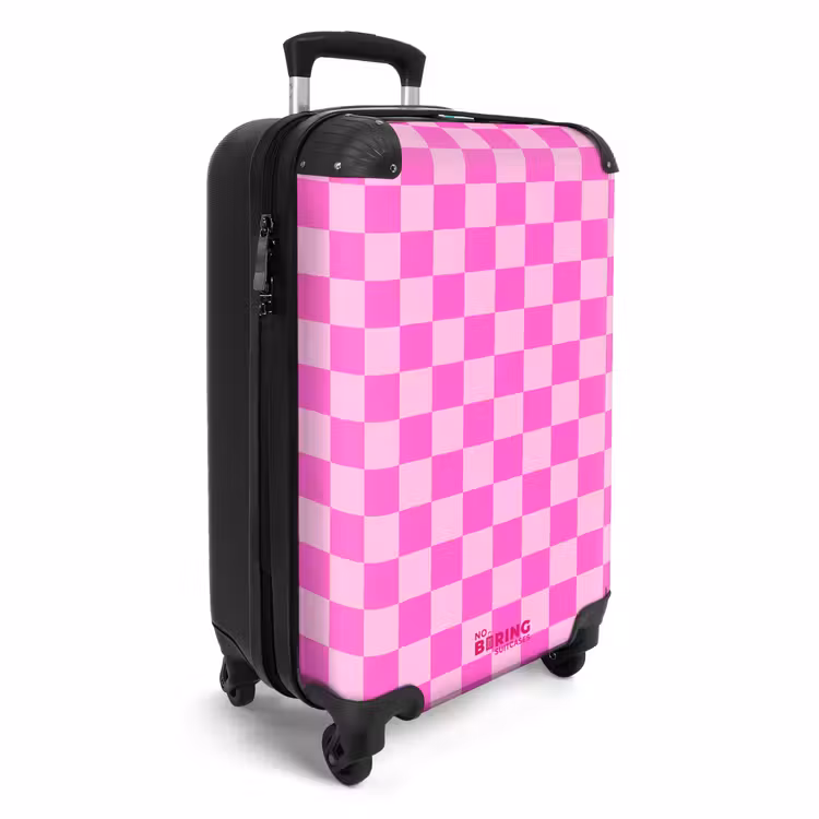 Koffer - Schaakbordpatroon - Roze - Patroon — 5