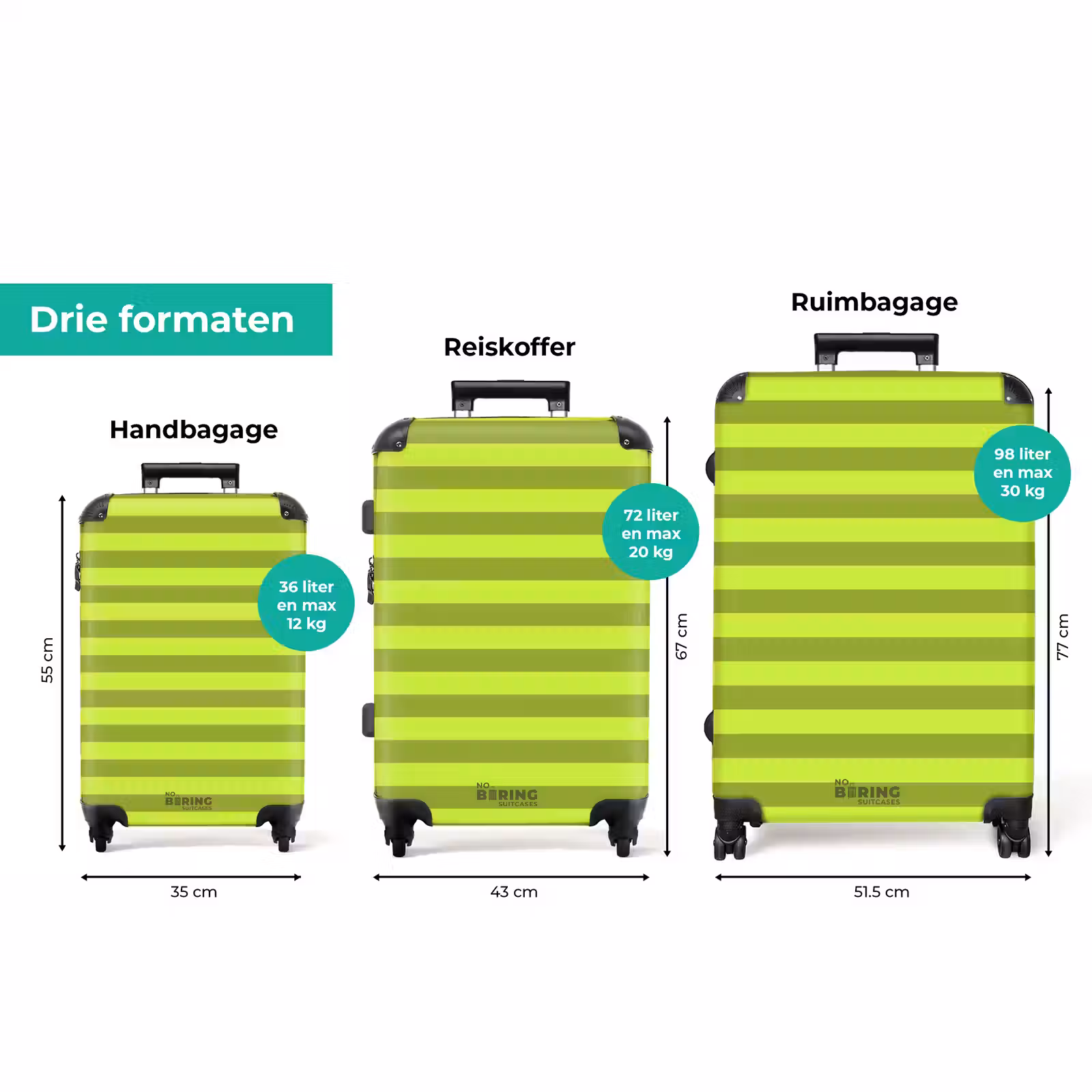Koffer - Horizontale strepen - Licht groen - Donker groen — 1