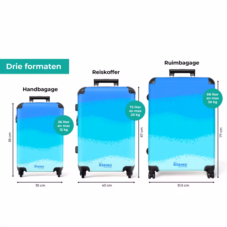 Koffer - Blauw - Pixel - Horizontale strepen — 3