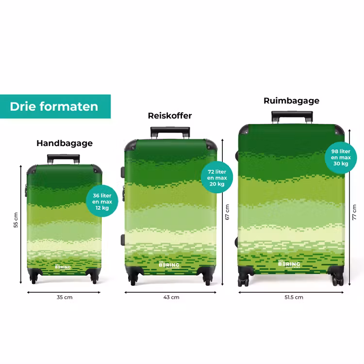 Koffer - Groen - Pixel - Horizontale strepen — 3