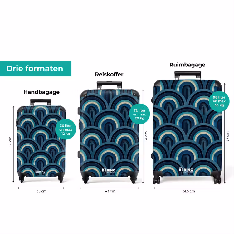 Koffer - Bogen - Geometrisch - Patroon - Blauw - Retro — 3
