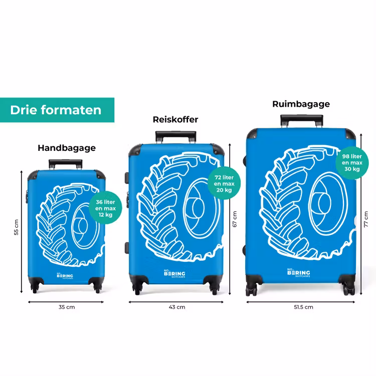 Koffer - Tractorband - Blauw - Wit — 1