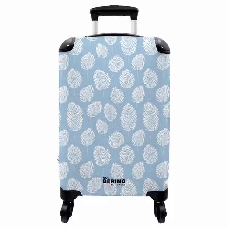 Koffer - Palmbladeren - Naadloos - Patroon - Pastelblauw — 1