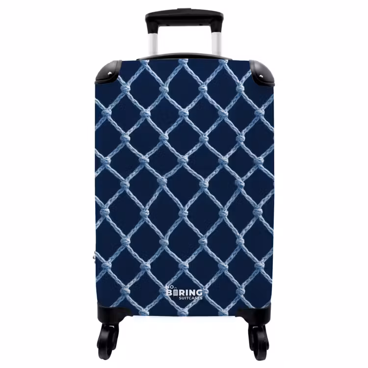 Koffer - Visnet - Touw - Patroon - Marineblauw — 1
