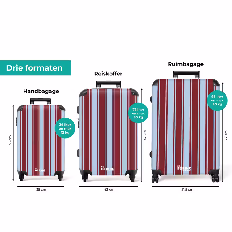 Koffer - Blauw - Rood - Verticale strepen — 3